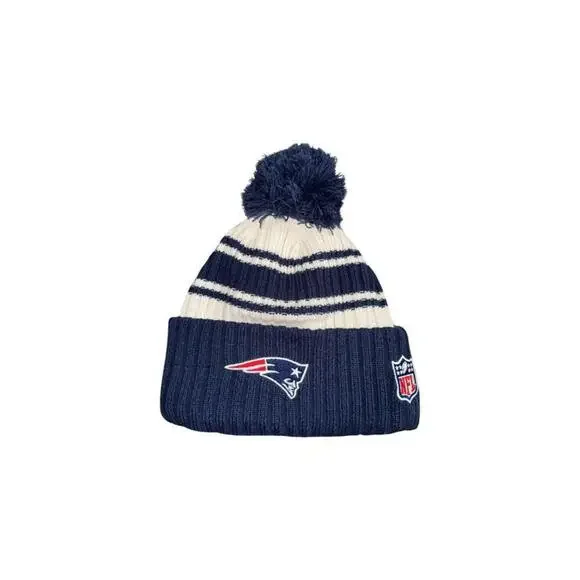 New England Patriots New Era Winter Hat Men's Navy/Cream New - Picture 2 of 2